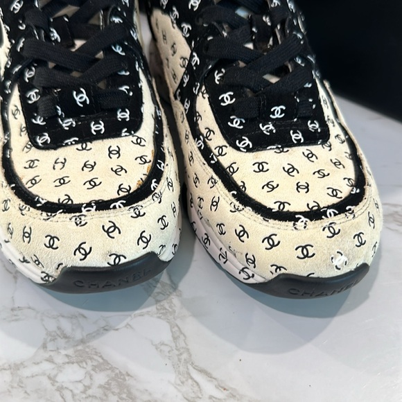 CHANEL logo mania suede sneakers size 38 - Picture 3 of 16